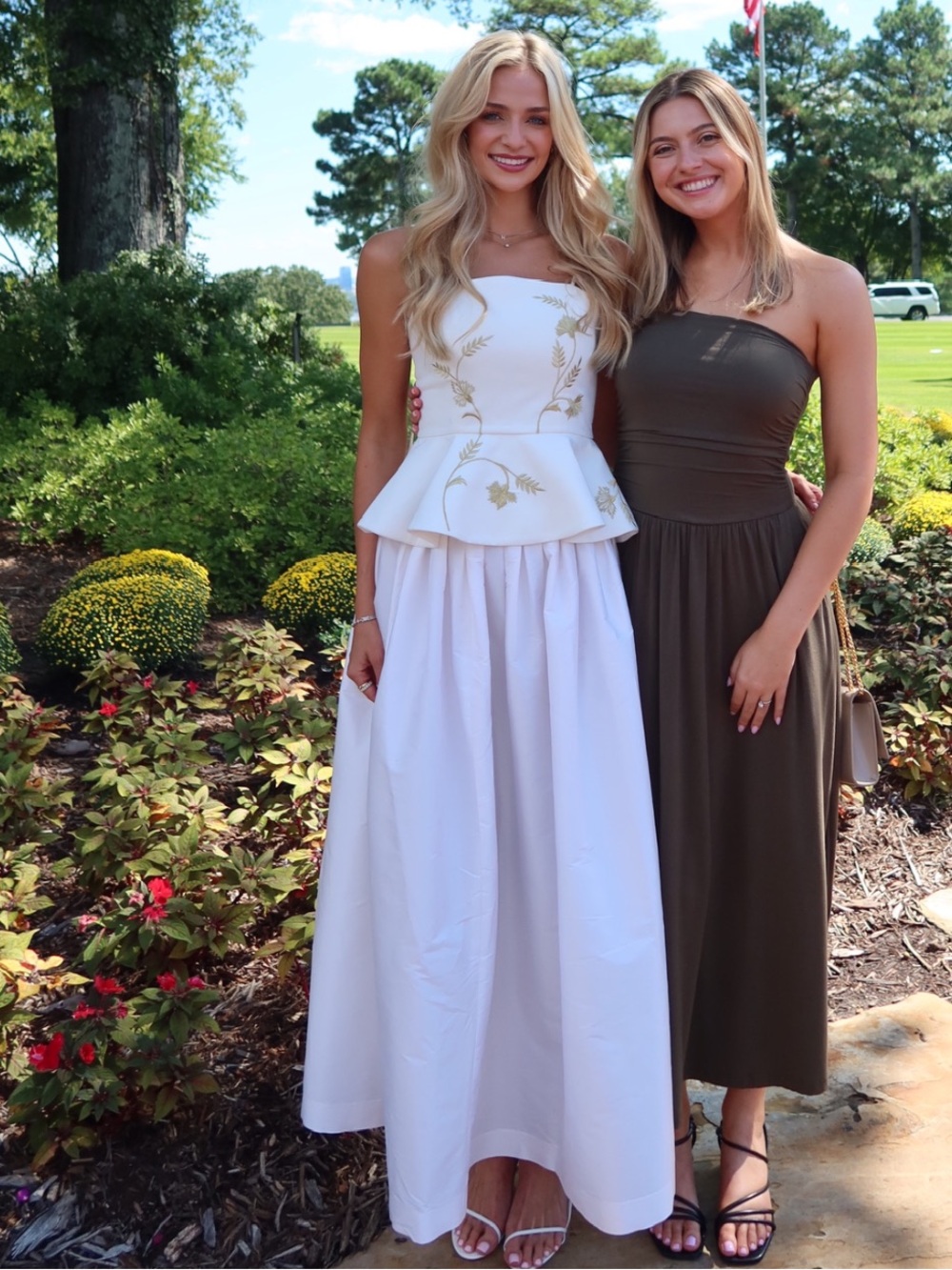 Sleeveless White Maxi Skirt Dress with Peplum Top